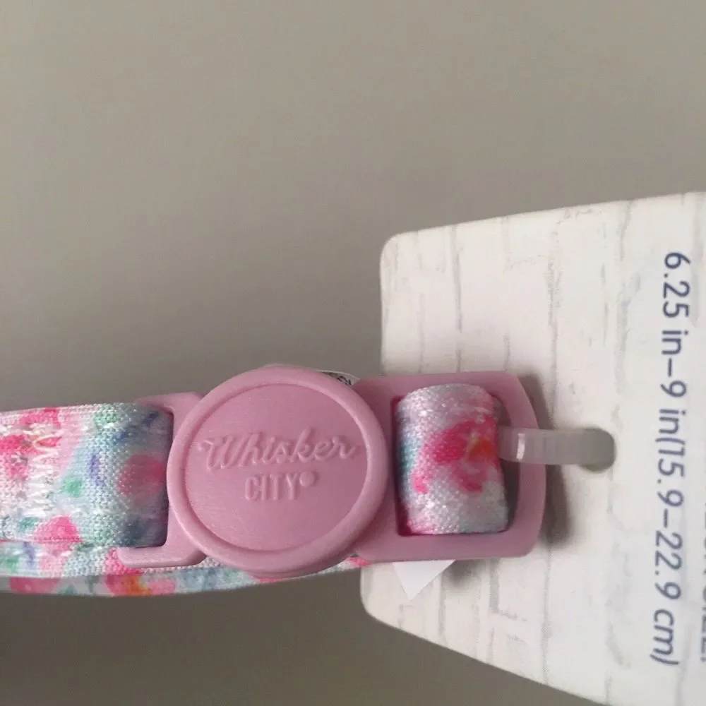 Whisker City Easy-Release Cat Kitten Collar Pink Floral 6.2-9